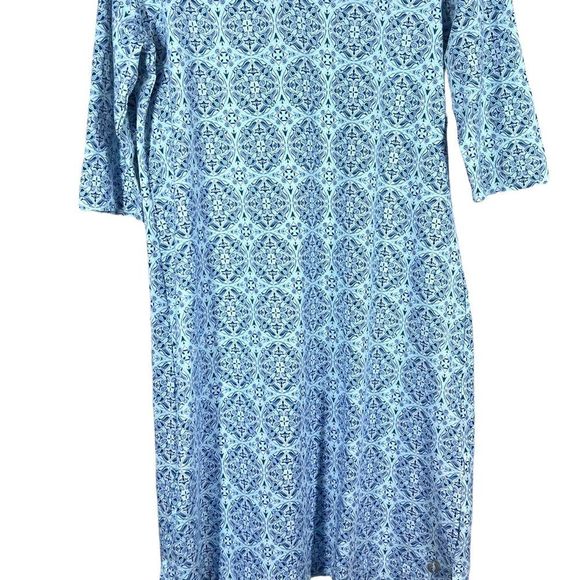HANG Ten Womens Sz S Blue Medallion Print Shift MIDI Dress UPF50+ - Picture 2 of 7